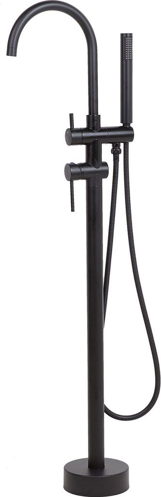 BELIANI Badewannenarmatur Freistehend Schwarz Chrom Messing Zink Matt Modern