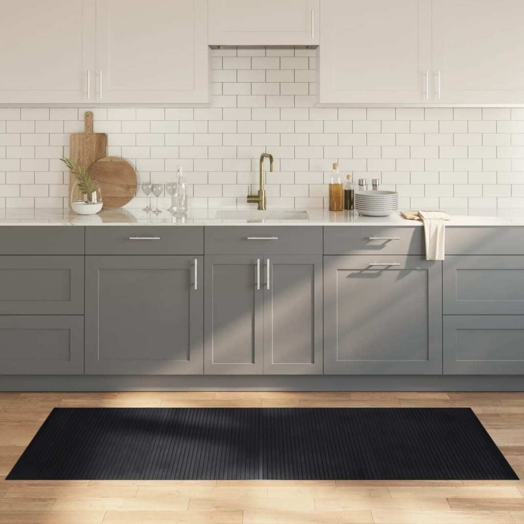 Design Teppich Rechteckig Schwarz 80x200 cm Bambus, Designerteppiche 2024 Neu