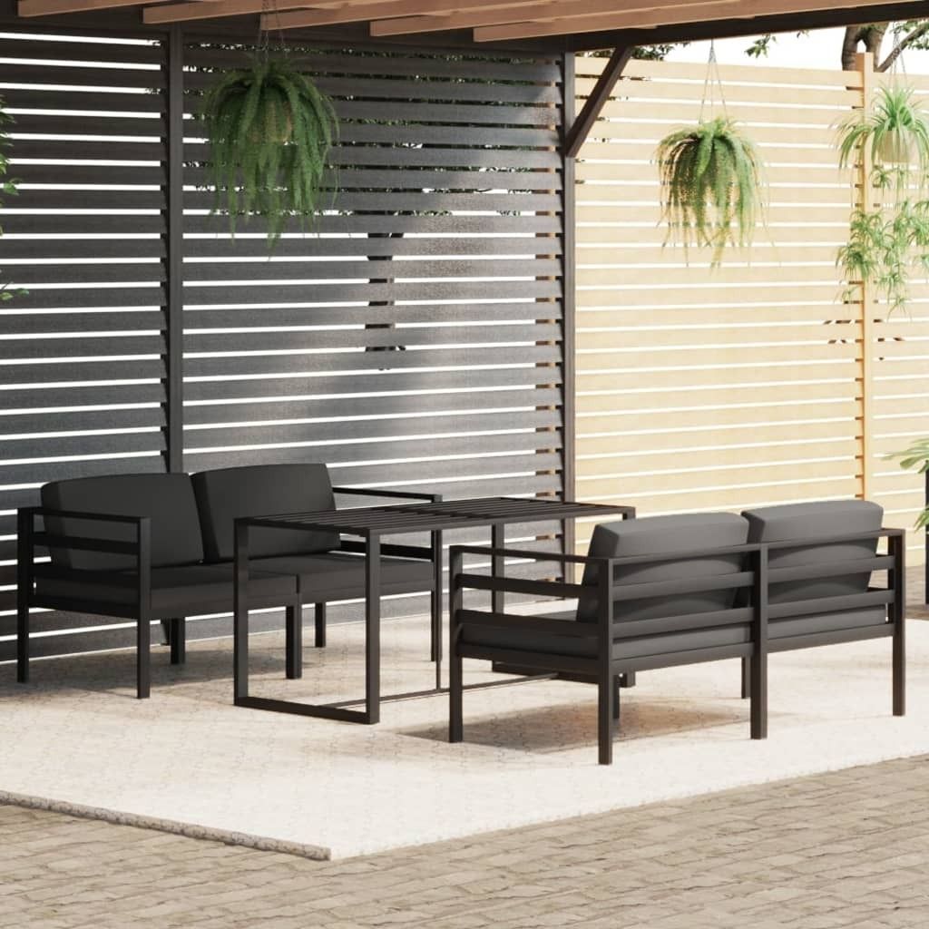 The Living Store 5-tlg. Garten-Lounge-Set mit Kissen Aluminium Anthrazit