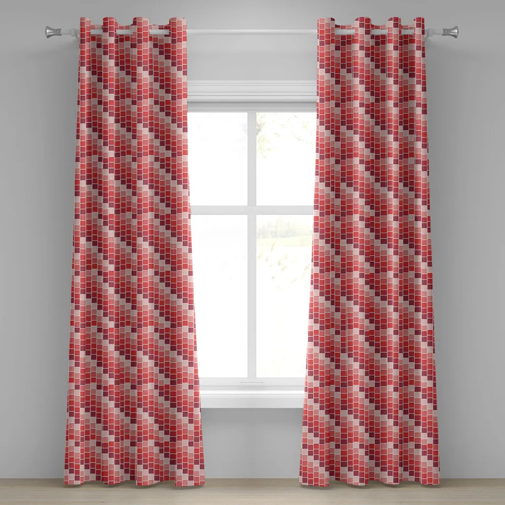 Paire de rideaux décoratifs à motifs géométriques rose 280 x 175 cm