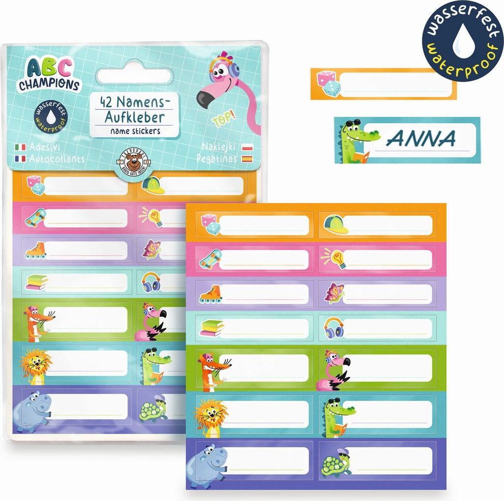 Trendhaus ABC-5 Namenssticker-Set wasserfest 42-teilig
