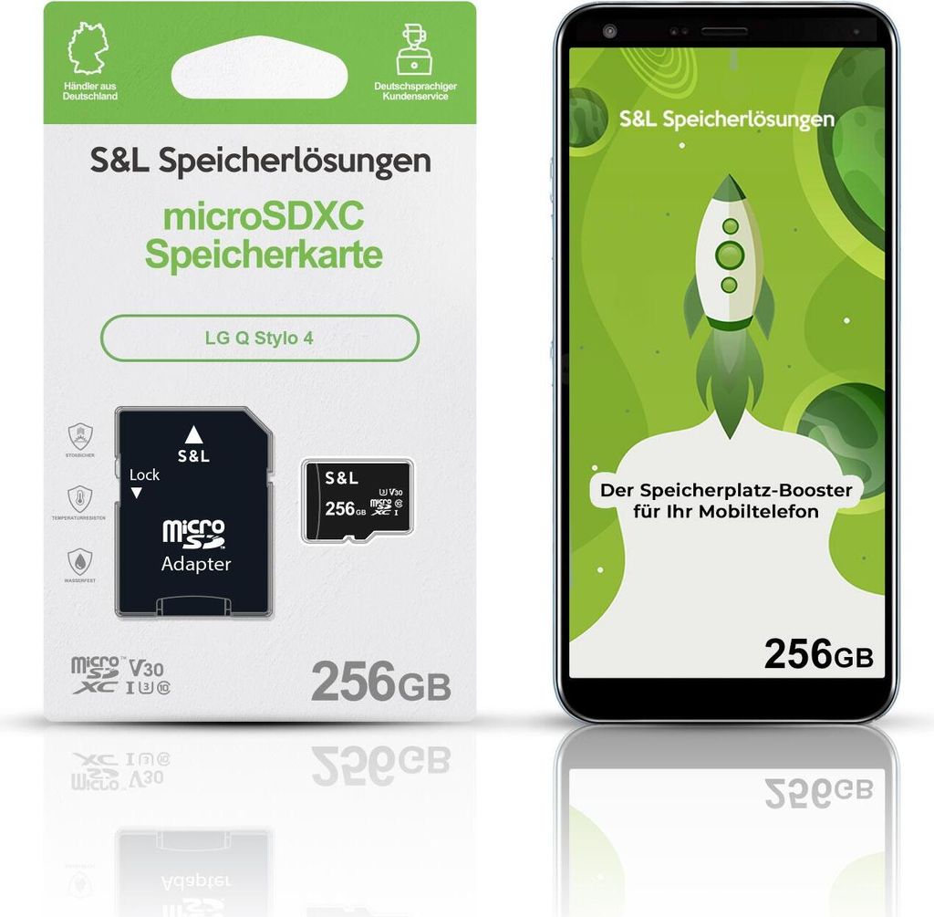 microSD Speicherkarte S&L für LG Q Stylo 4 - Speicherkapazität: 256 GB