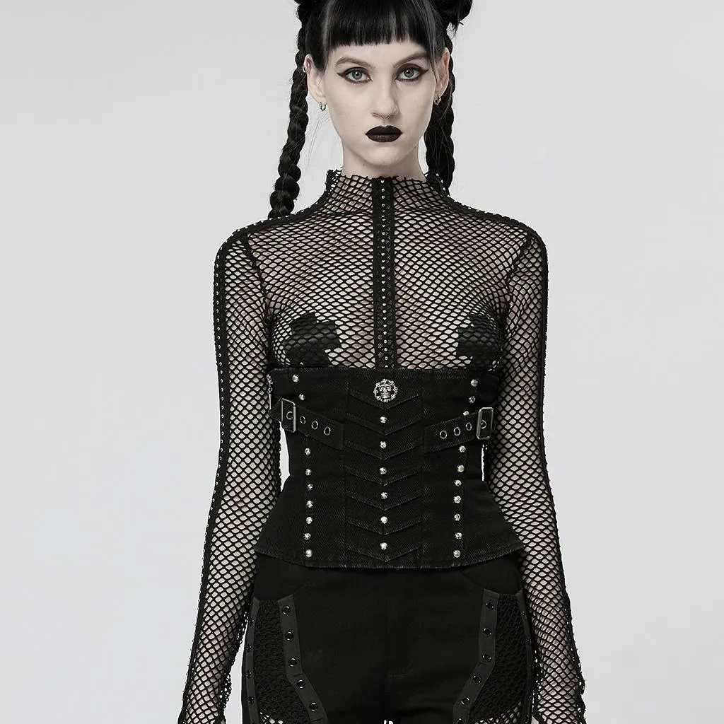 Punk Rave Cintura Corsetto Denim XL/XXL | Accessorio Punk Rock Nero
