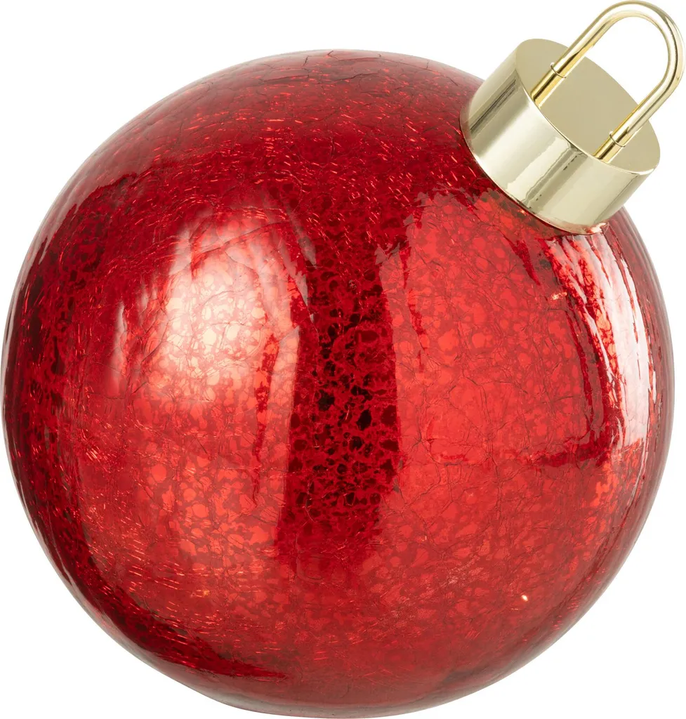 Décoration de Sapin LED J-Line Boule Verre Rouge pour Ambiance de Fête
