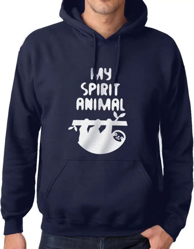 Uni Grafik Kapuzen-Sweatshirt Faultier Ist Mein Geistiges Tier – Sloth Is My Spirit Animal – Öko-Verantwortlich Vintage Jahrgang Langarm Hoodies