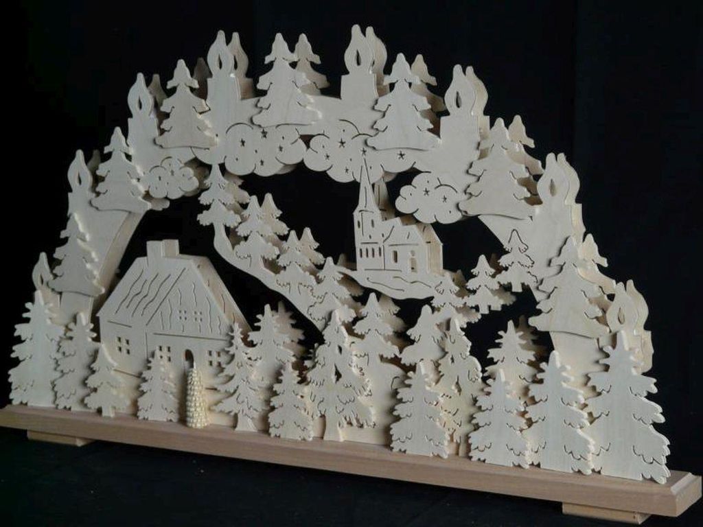 Schwibbogen Kirche mit Haus und Beleuchtung BxHxT 70x43x7cm Produktbild 