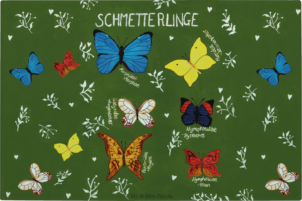 Mr. & Mrs. Panda Glasschneidebrett Schmetterlinge - Geschenk, Deko Wohnung, Glas Schneidbrett, Falter, Dekoration, Hackbrett, Schneidebrett Aus, Sc...