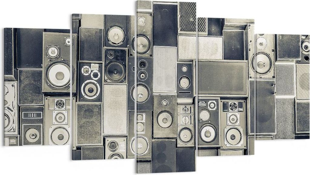 Bild auf Leinwand - Leinwandbild - 5 Teile - Abstraktion Lautsprecher Grafik - 160x85cm - Wand Bild - Wanddeko - Wandbilder - Leinwanddruck - Bilde...