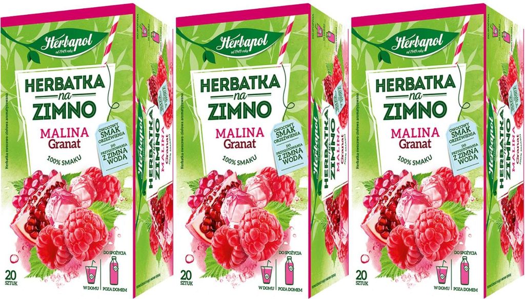 Herbapol Himbeere Granatapfel Tee 60 Beutel - kalt Produktbild 