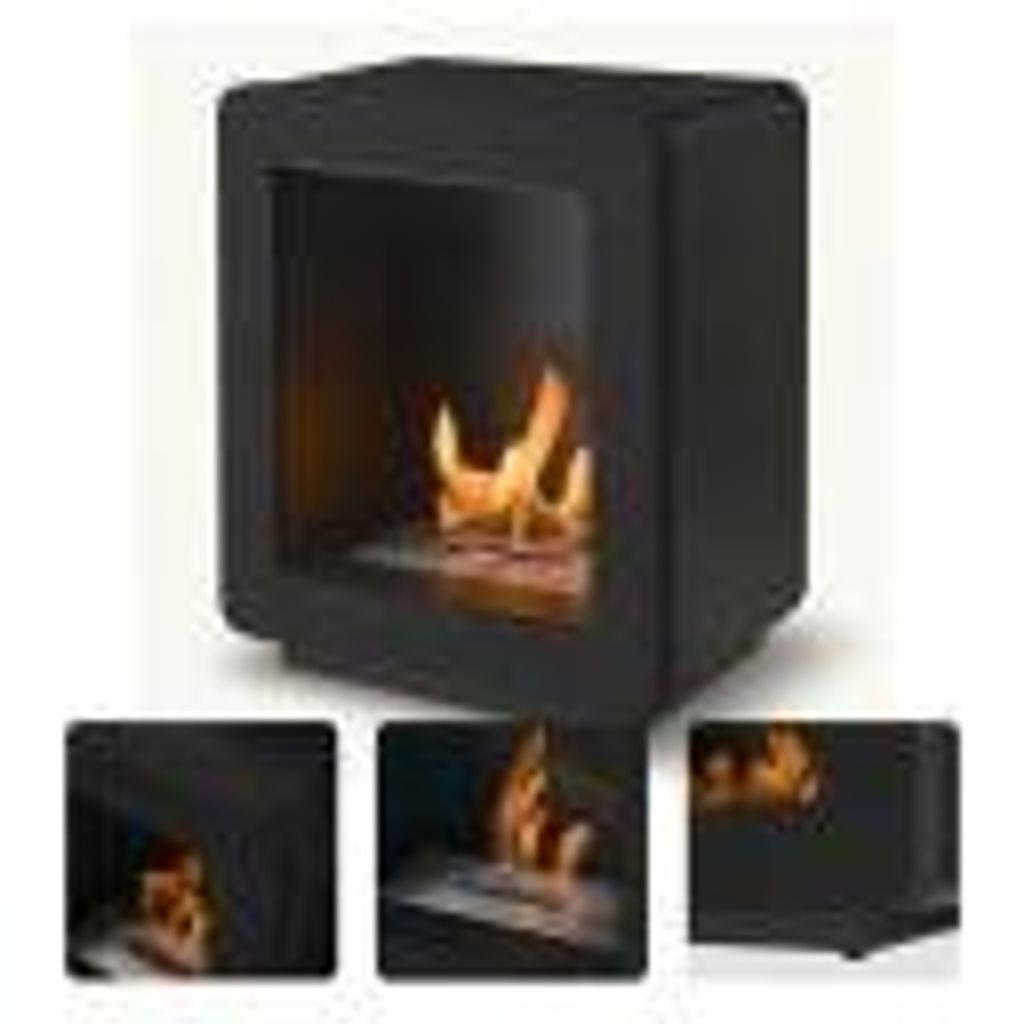 Adam Mira Design Bioethanol-Kamin Schwarz mit offener Front, 3 kW, freistehend, 53,8 x 45 x 32,9 cm