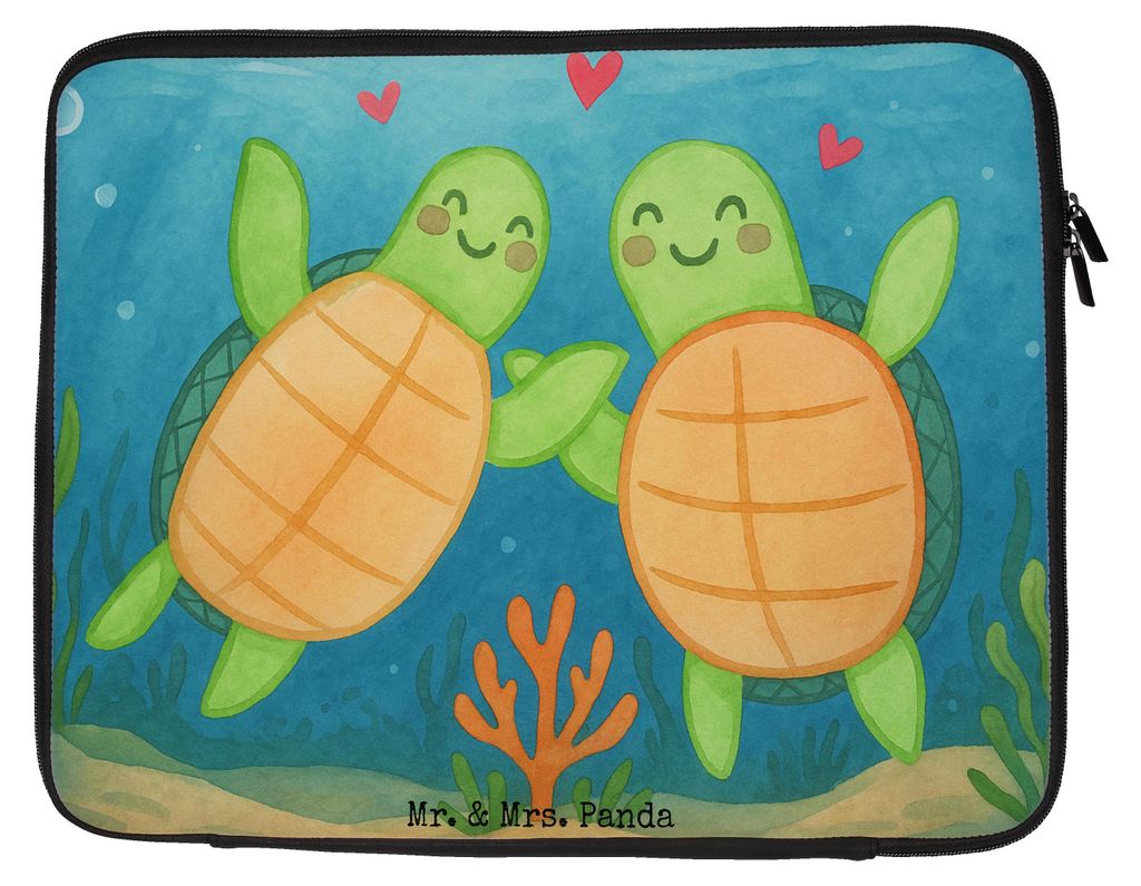 Mr. & Mrs. Panda Laptop Case Schildkröten Paar Design 33 x 42 cm - Weiß - Geschenk, für Frauen, Valentinstag, Mitbringsel, Laptoptasche, Hülle,...