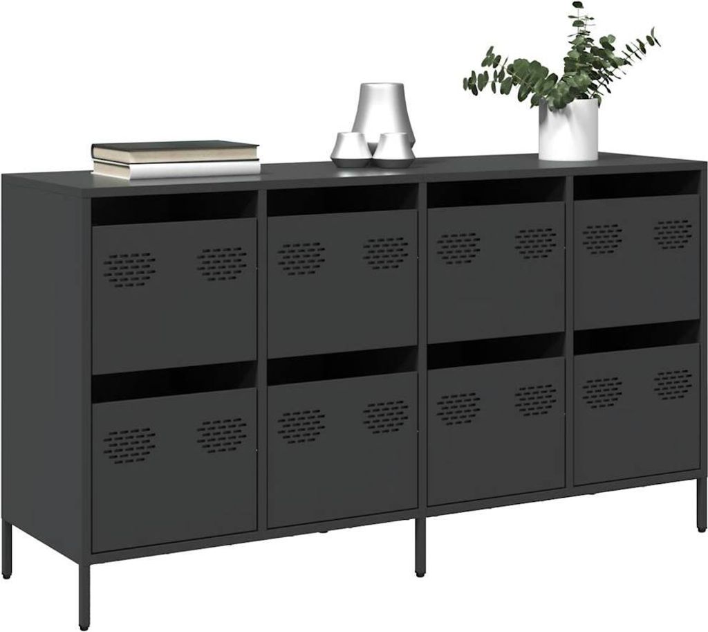 Sideboard Schwarz 135x39x73,5 cm Kaltgewalzter Stahl - Kommoden