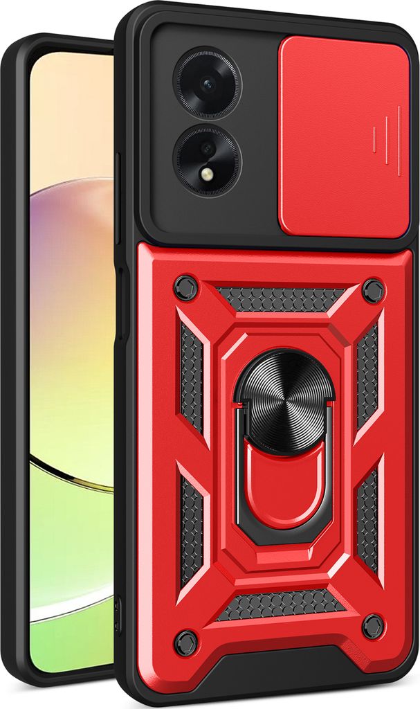 Hülle für Oppo A38 4G Magnetische Ring Ständer Halter Dia Kameraschutz TPU Bumper Silikon Schutzhülle Rot