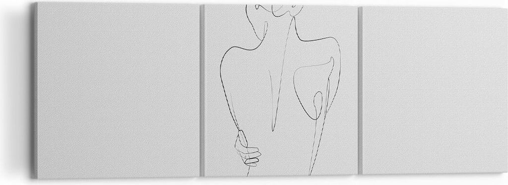 Bild auf Leinwand - Leinwandbild - 3 Teile - Körper Frau Zeichnung - 120x40cm - Wand Bild - Wanddeko - Wandbilder - Leinwanddruck - Bilder - Wandd...