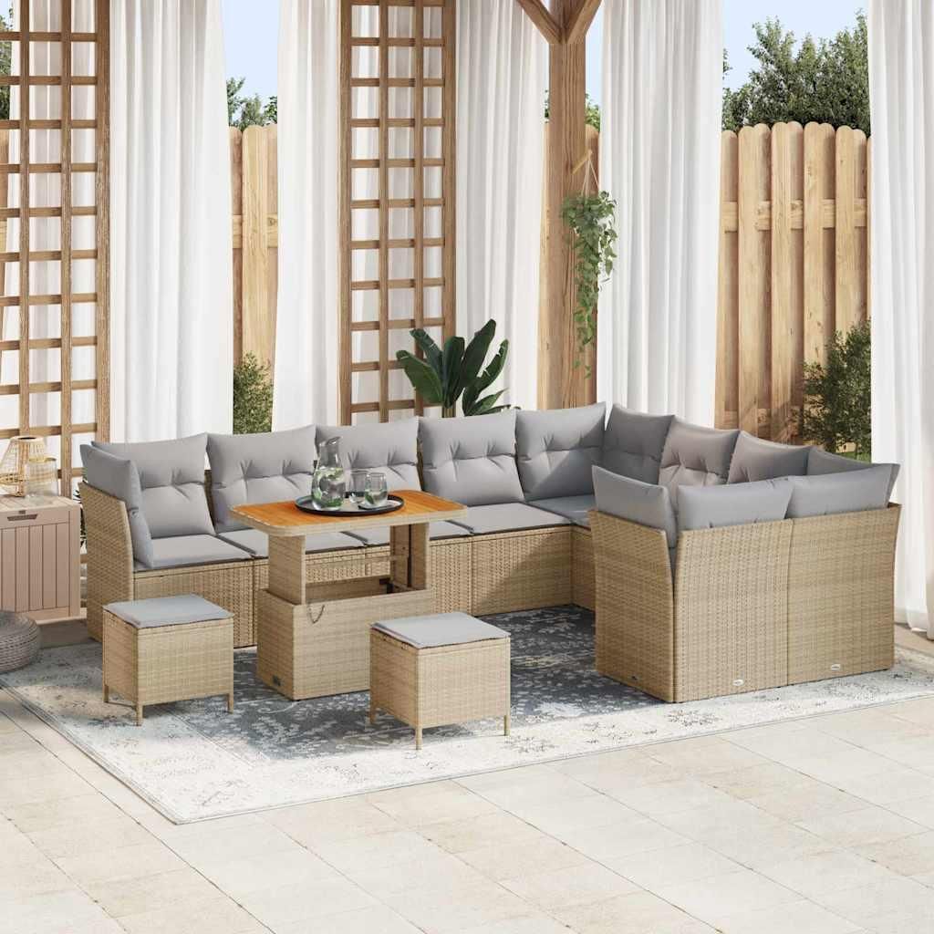 Maison Exclusive - Gartensofa-set 12 pcs Beige Poly-Rattan