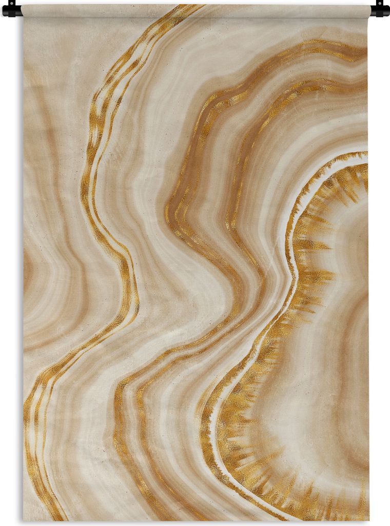 MuchoWow Wandteppich Wandbehang Marmor - Gold - Linie 120x180 cm Tapisserie Dekoration Wandtuch - Schlafzimmer - Dekorationen für das Haus