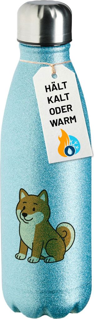 Huuraa Trinkflasche Shiba Inu Comic Shibi 500ml Blue Edelstahl Wasserflasche Trinkflasche Geschenkidee