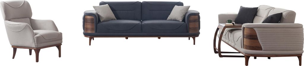 Zwei vielseitige Sofas komplett mit Weiß Sessel gepolsterte