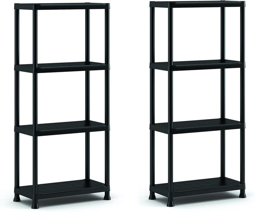 Keter Kunststoff-Steckregal Plus 60/4 – 2er-Set – 4 Böden – 60×30×135 cm – Schwarz