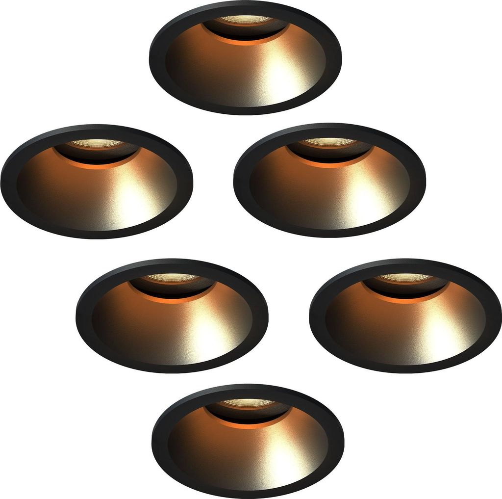 Ledvion - 6x Einbaustrahler led Spot Black Round, Ø81mm, dimmbar, neigbar, trimlos, 3W, GU10 Spot, 2700k, 345 Lumen, Aluminium, IP20, moderne Deck...