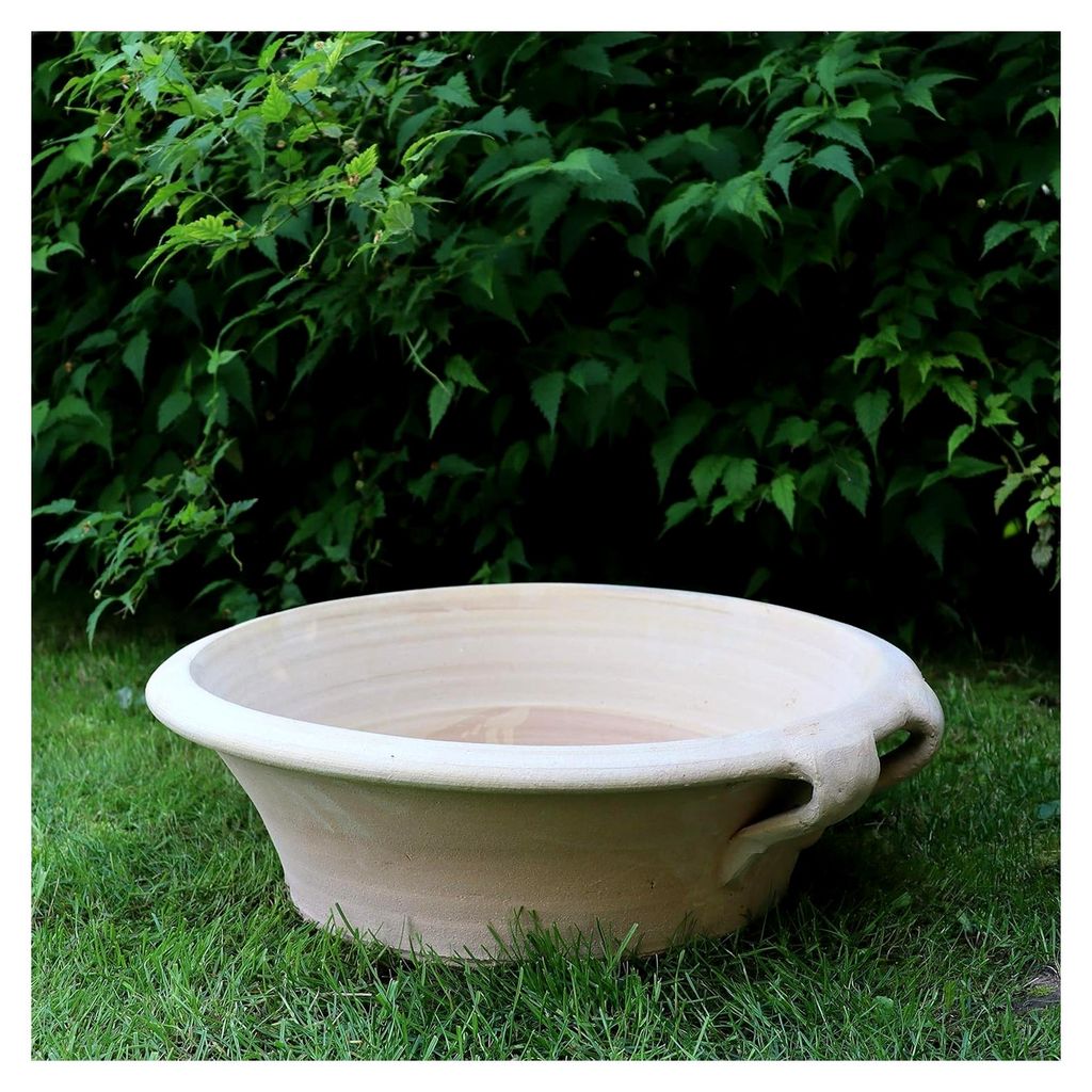 Terracotta Pflanzschale Crocus 40cm - In 100% Handarbeit gefertigtes Unikat - Der ideale winterfeste Pflanzbehälter für den Garten & Außenbereich