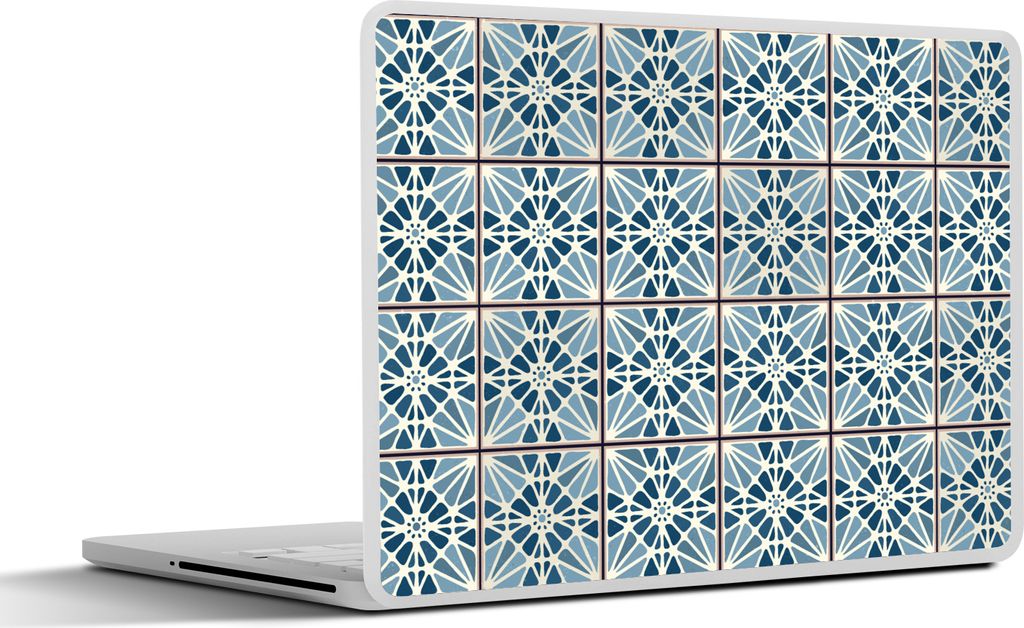MuchoWow Laptop Aufkleber Sticker Cover Blau - Muster - Kacheln 40x30 cm - Laptop Dekoration - Selbstklebend