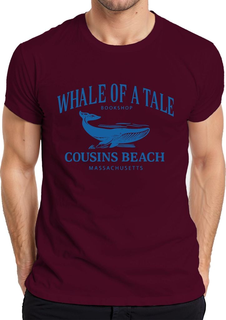 Whale of a Tale Cousins Beach Massachusetts Maritim Vintage Meer Herren T-Shirt, Burgundy, 3XL