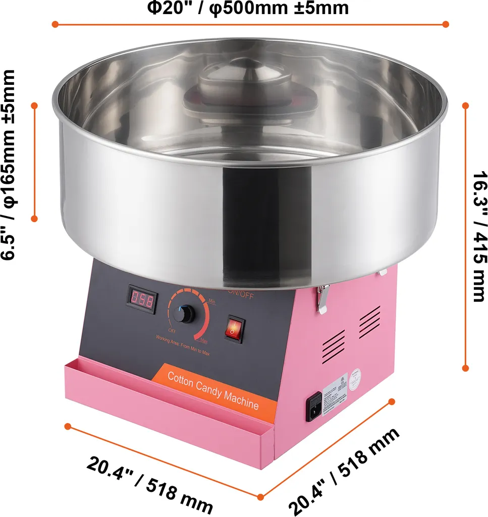 SucceBuy Macchina per zucchero filato elettrica, macchina per zucchero filato da 1000 W, ciotola in acciaio inox, paletta per lo zucchero, ideale per la casa, le feste di compleanno dei bambini, le celebrazioni in famiglia, rosa - 8
