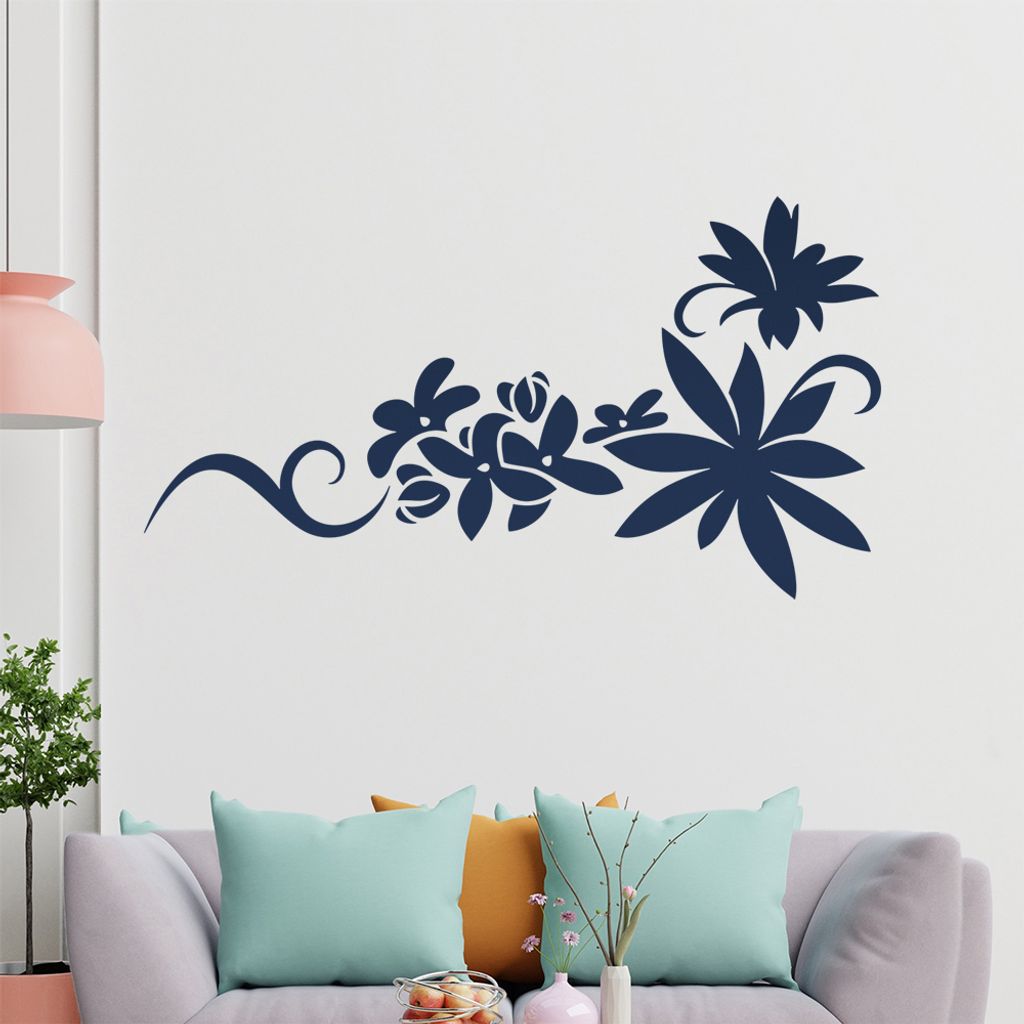 Blumen - Linien Wandtattoo in 6 Größen - Wandaufkleber Wall Sticker - Dekoration, Küche, Wohnzimmer, Schlafzimmer, Badezimmer