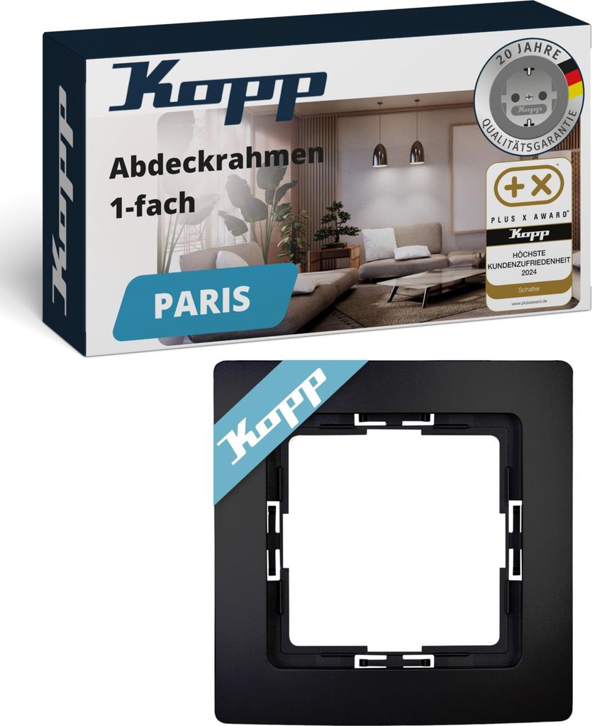 Kopp 308450066 Cadre de finition simple Paris noir mat Image du produit 