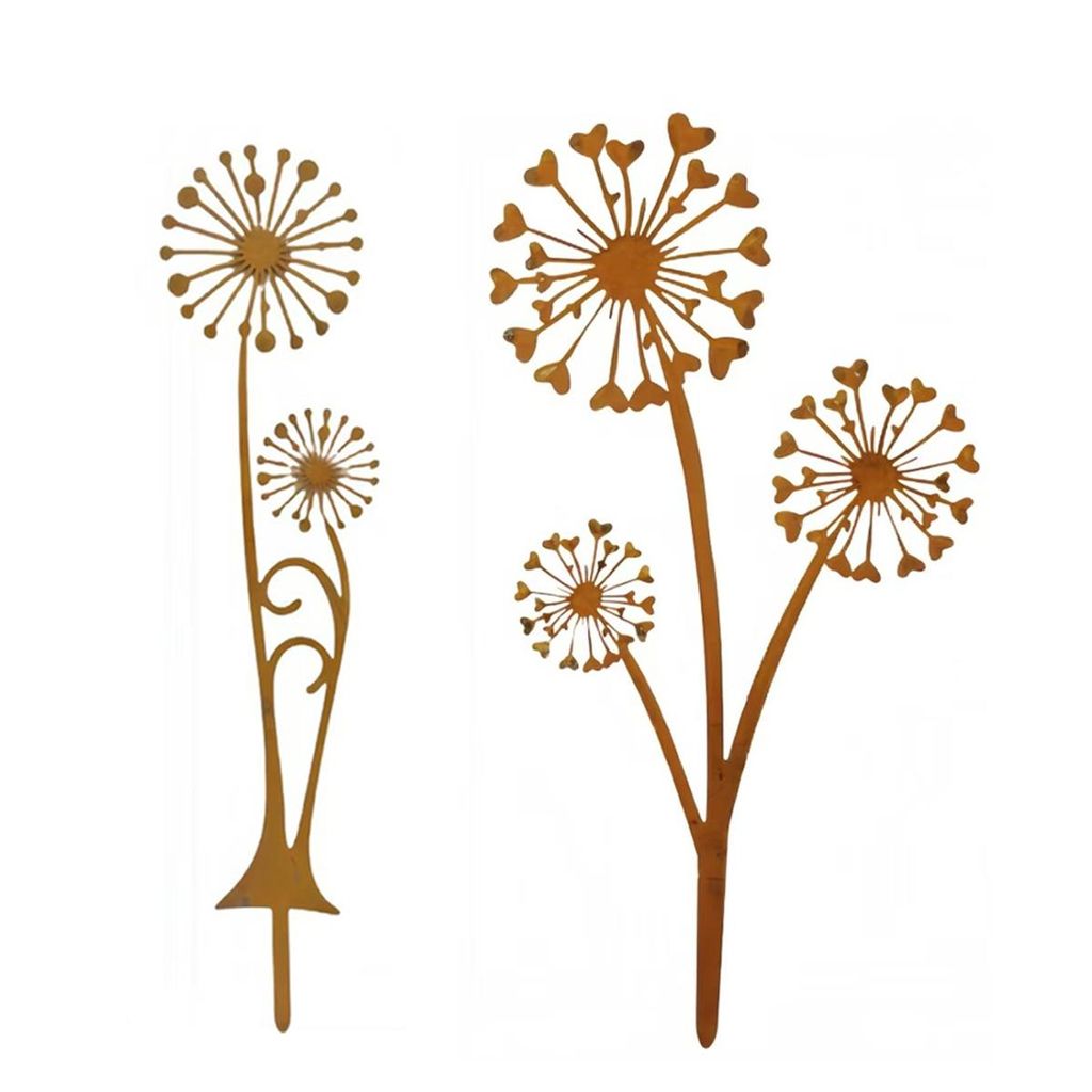 Gartenstecker Metall Set, Rostdeko Pusteblume, Cortenstahl Produktbild 