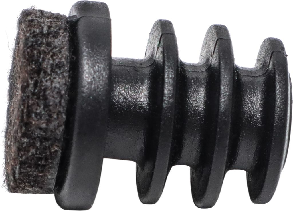 Adsamm | 32 x Lamellenstopfen mit Filz / Ø 20 mm / Innen Ø 16 - 18 mm / Schwarz / rund / Kunststoff-Möbelgleiter mit Filz für Stahlrohrstühle