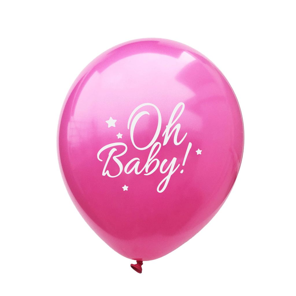 „Oh Baby!“ Konfetti-Luftballon-Set Für Babyshower-Deko – Rosa, Gold, Transparent – Inkl. Helium-Tauglichkeit