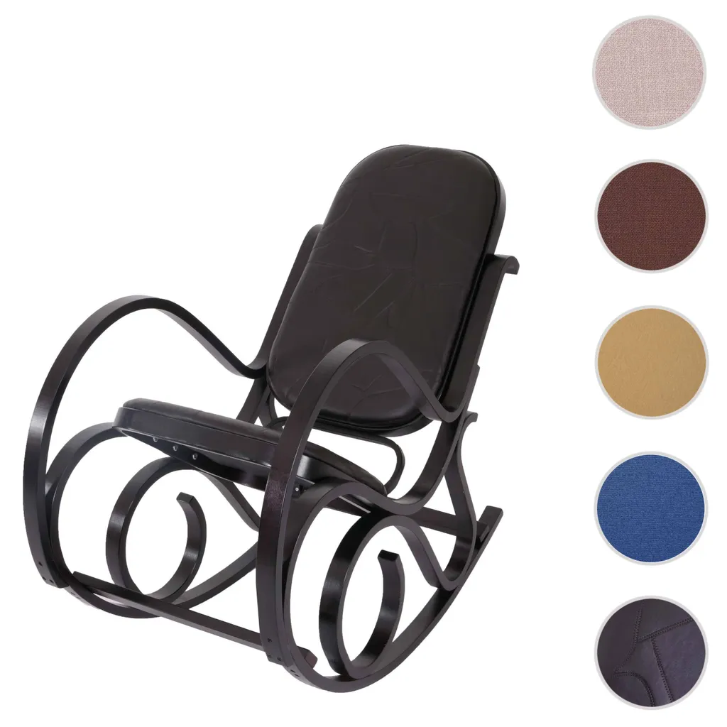 Fauteuil basculant bois massif noyer avec assise cuir patchwork M41 - 8