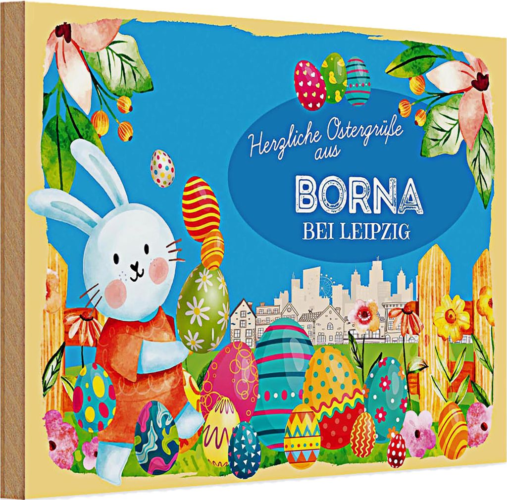 Holzschild Ostern Ostergrüße 30x20cm BORNA bei Leipzig