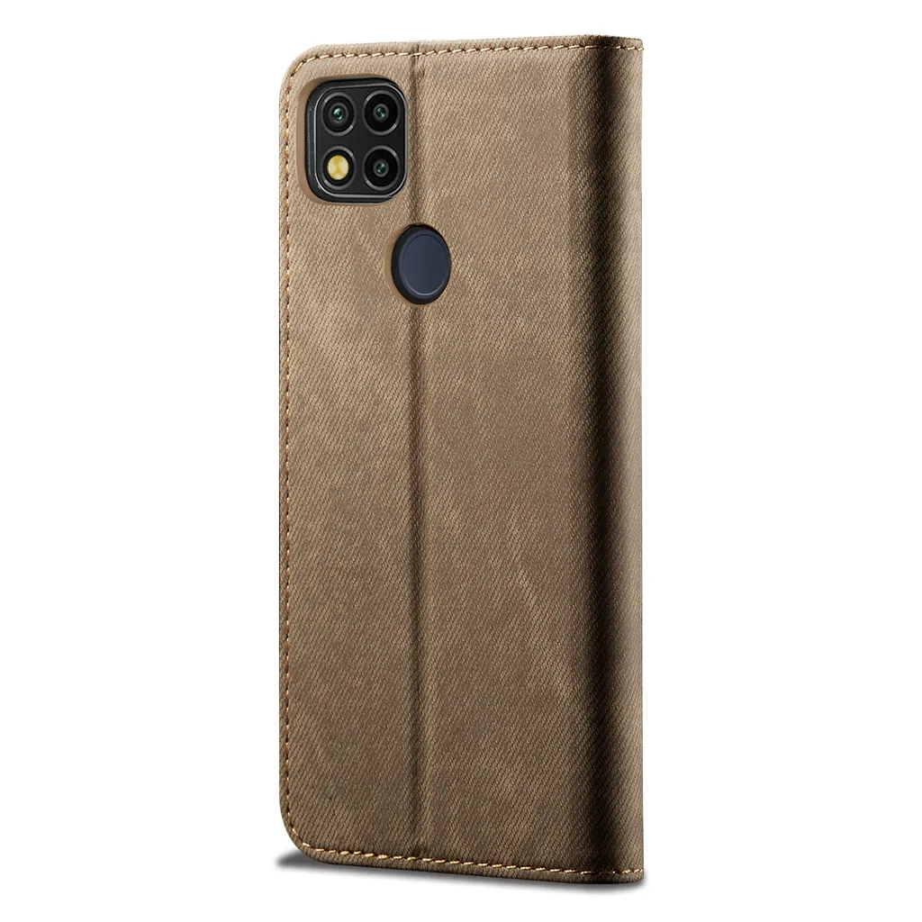 PEIYE Cover Pelle per Xiaomi Redmi 9C NFC/Redmi 9C, Portafoglio PU Pelle Slot Schede, Custodia Cavalletto Stile Libro Chiusura Magnetica, Flip Case -Marrone