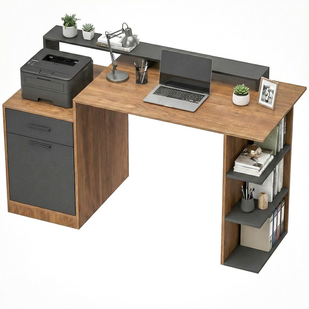 HOMCOM Computertisch, Schreibtisch mit Monitorständer, Produktbild 