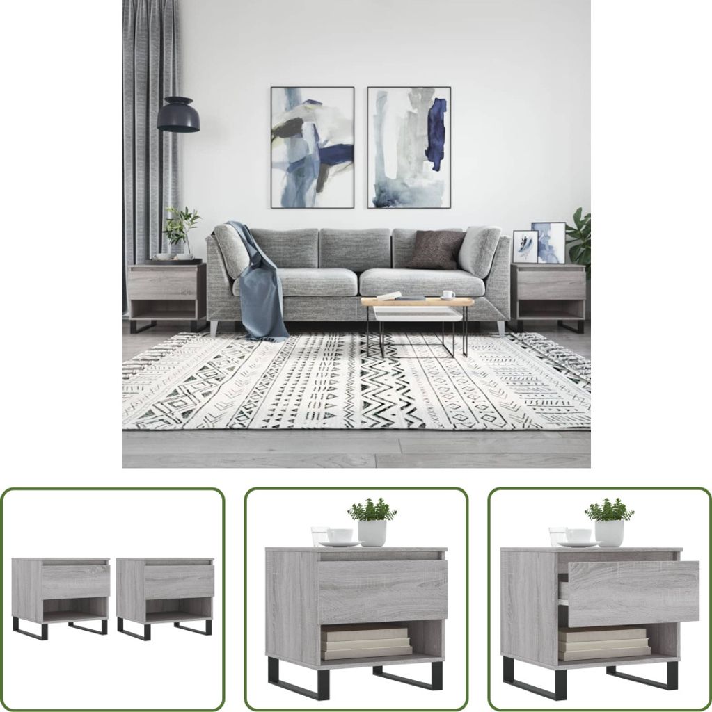 The Living Store Couchtische 2 Stk. Grau Sonoma 50x46x50 cm Holzwerkstoff