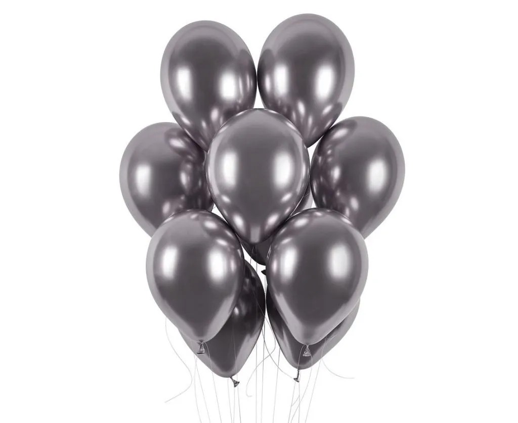 Décoration fête : 50 ballons chrome gris espace 33 cm Gemar pour arches