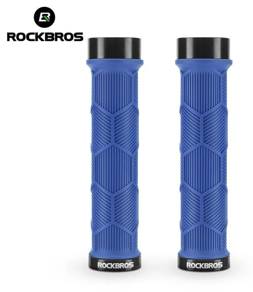 Grips de vélo en silicone bleu souple pour VTT et vélo de route standard