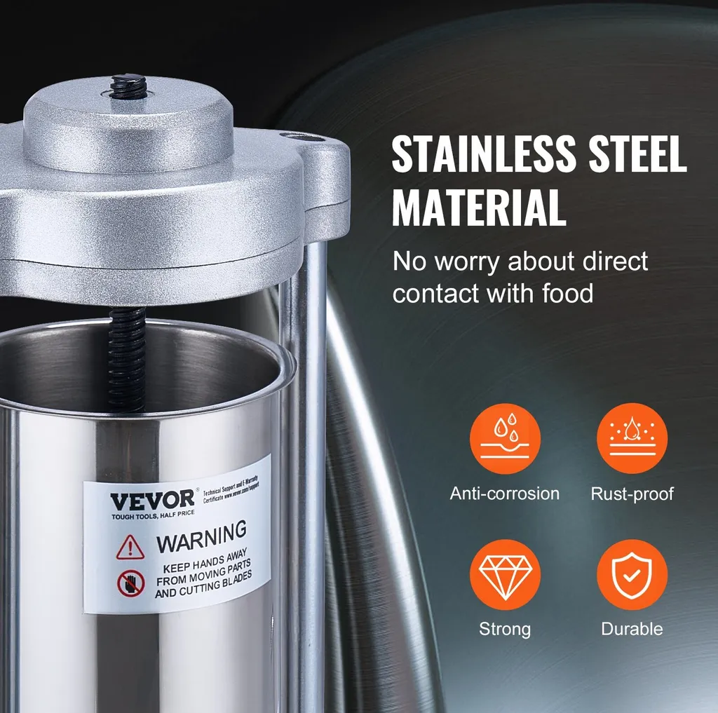 Macchina per Salsicce Manuale 2L Verticale | Inox 304 Professionale - 5