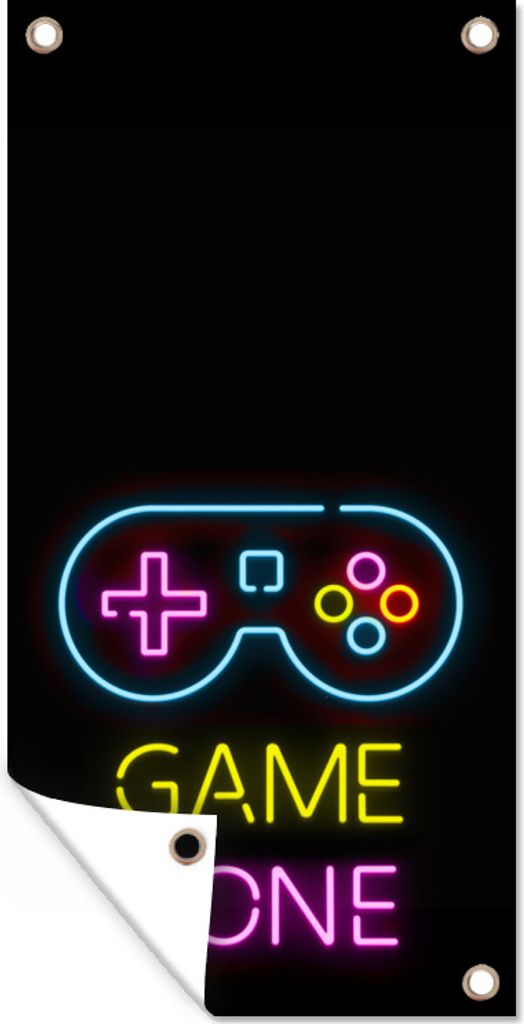MuchoWow 40x80 cm Outdoor-Poster Gartendeko Sichtschutz Garten Poster für den Garten Controller - Spiel - Neon - Schwarz - Zitate - Spielzone