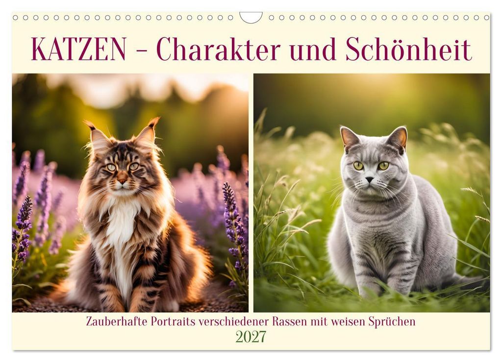 Katzen - Charakter und Schönheit (Wandkalender 2027 DIN A3 quer), CALVENDO Monatskalender