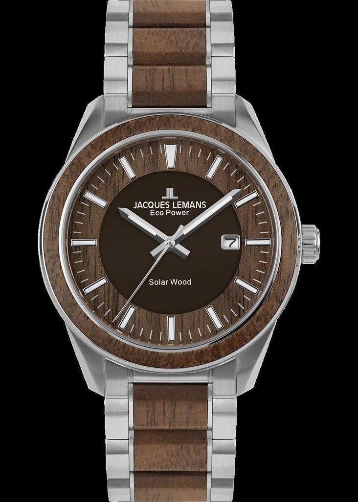 Jacques Lemans 1-2116H Eco Power Wood Herrenuhr 40mm 10ATM