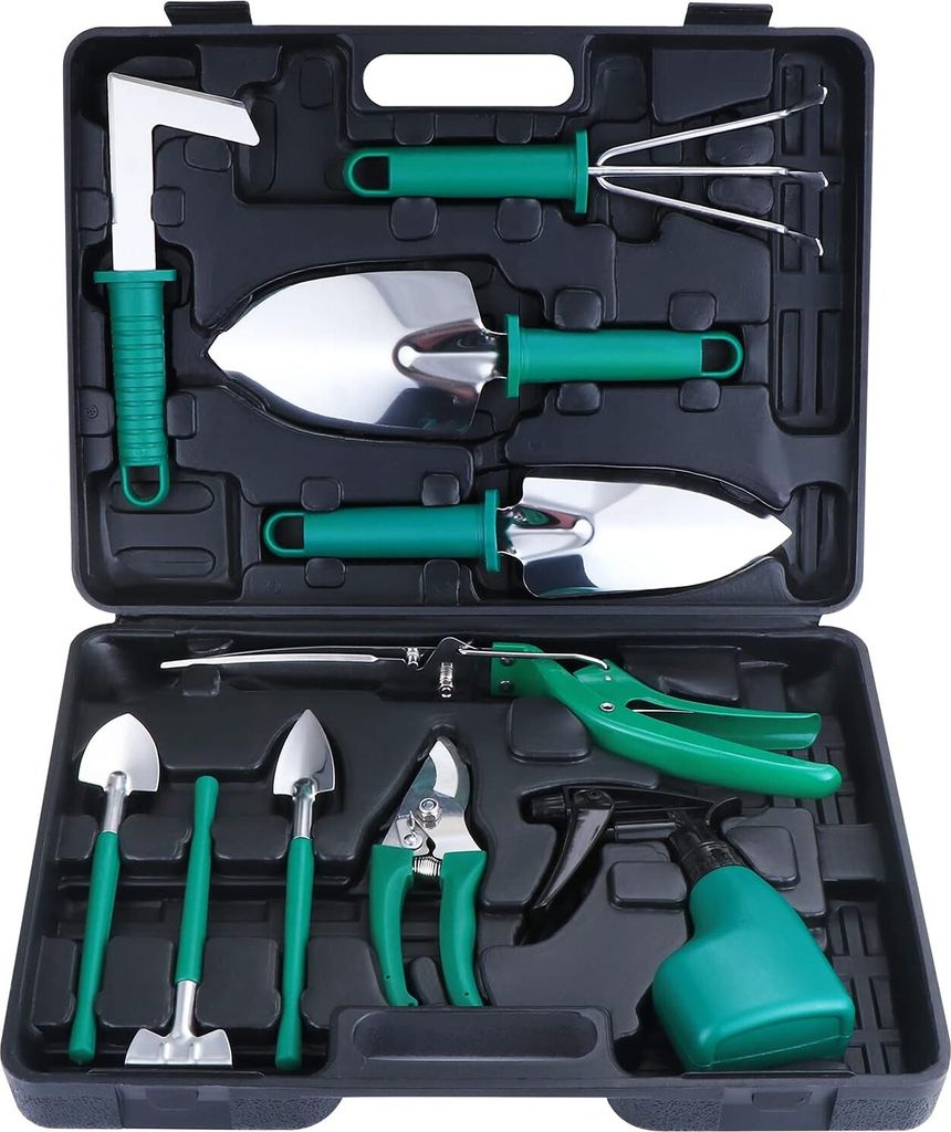 Garden Tool Set 10 Pieces Gardening Tools Gardening Tools with Carrying Case, Gifts for Gardening Lovers