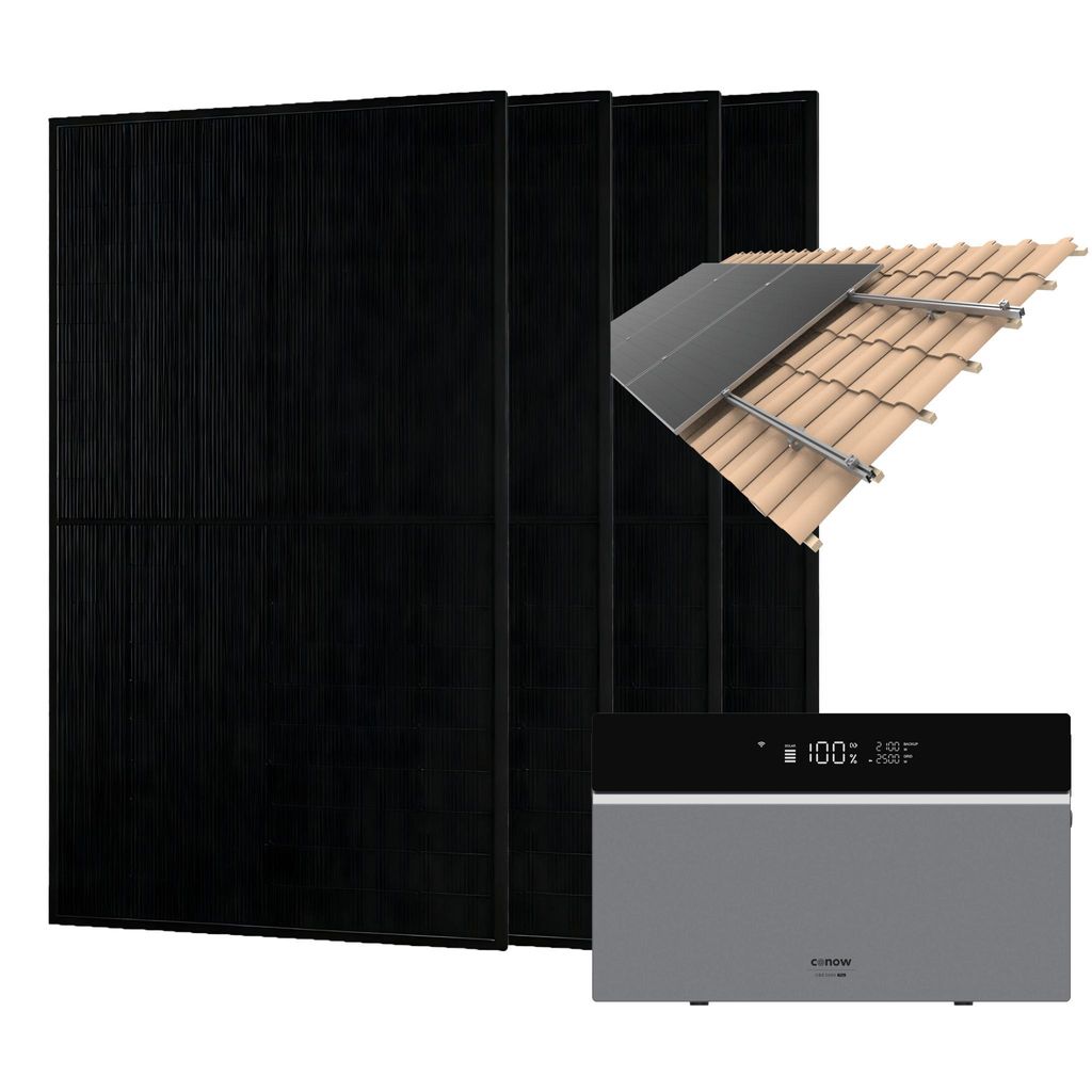 Conow CBE2000 Pro Balkonkraftwerk 1820W mit 4× JA Solar 455W Glas-Glas Modulen, Dachziegel-Montagesystem