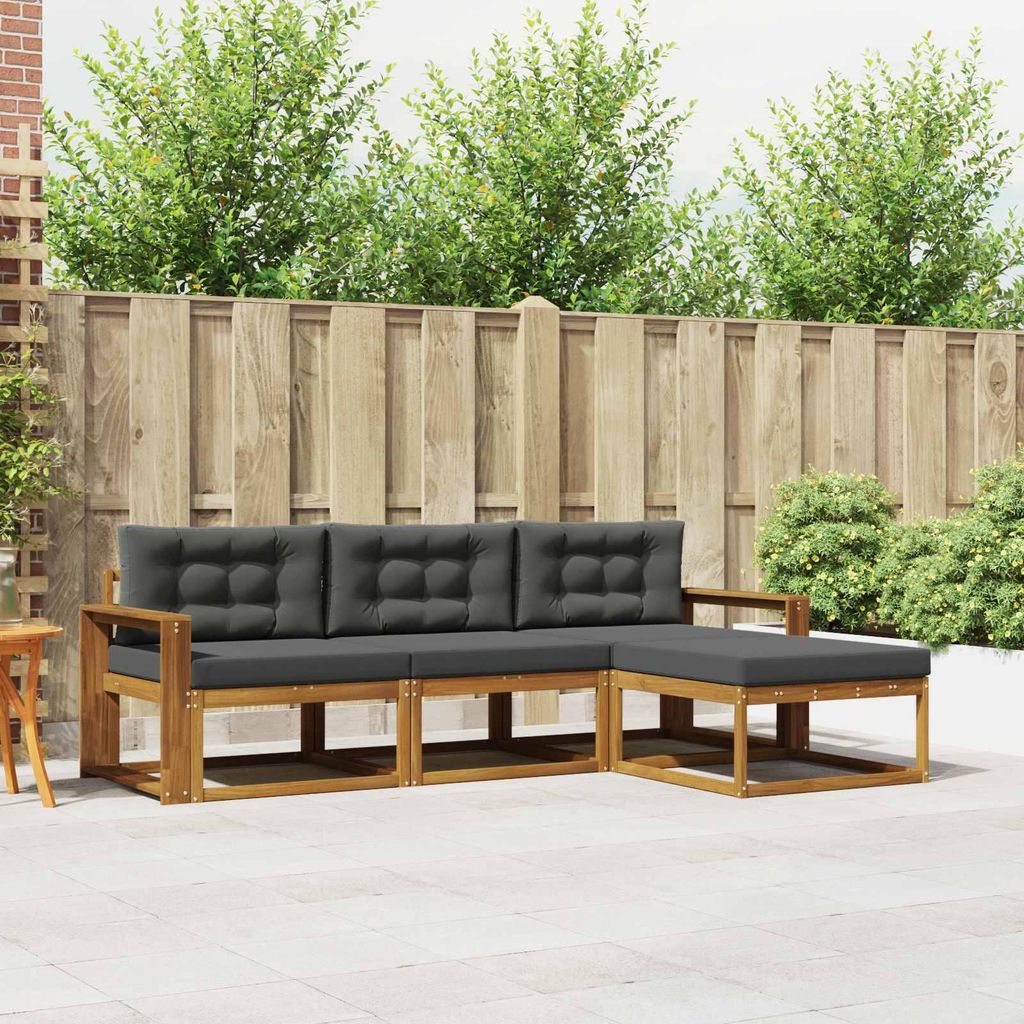 Outdoor-Sofagarnitur - VIDAXL - Terrassen-Sofa - mit Kissen - 4 pcs - Natur und Anthrazit