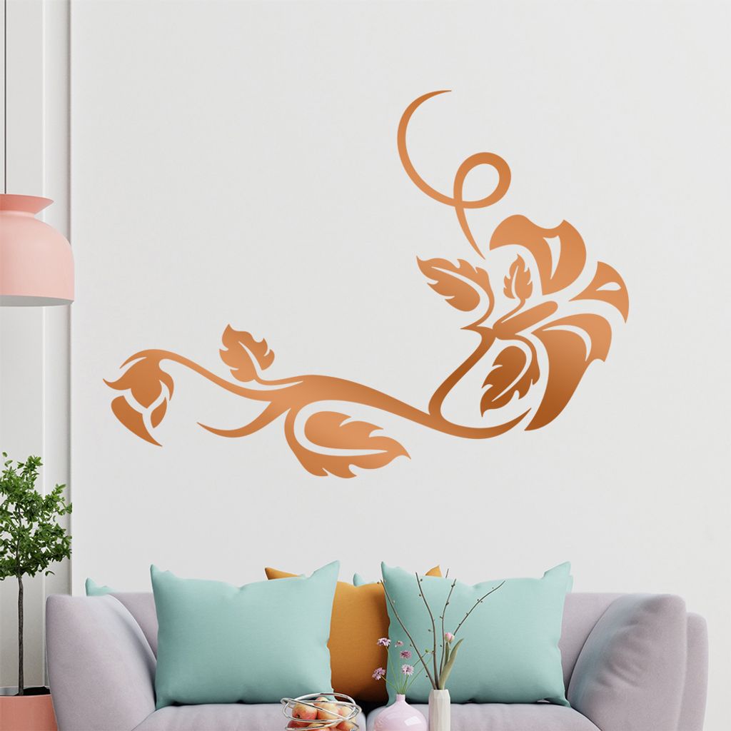 Blume - Linien Wandtattoo in 6 Größen - Wandaufkleber Wall Sticker - Dekoration, Küche, Wohnzimmer, Schlafzimmer, Badezimmer