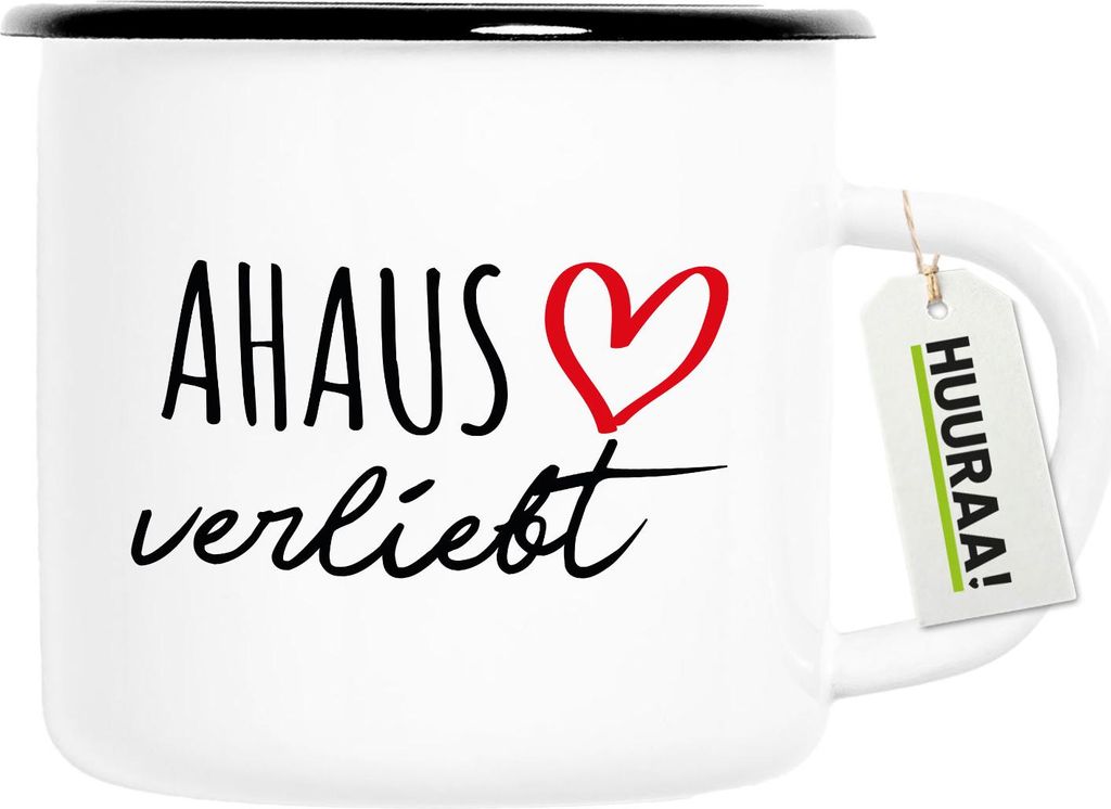 Huuraa Emaille Tasse Ahaus verliebt 300ml Vintage Produktbild 