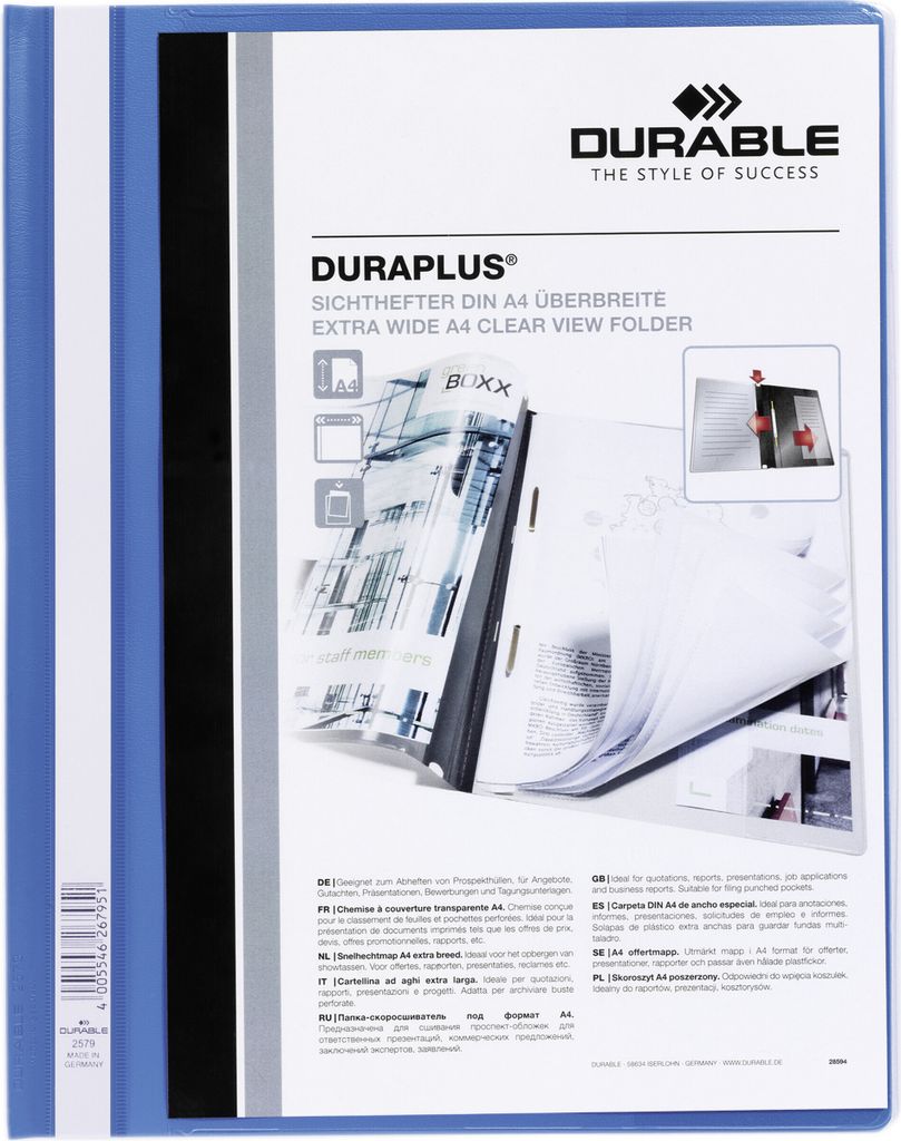 DURABLE Cartellina ad aghi DURAPLUS® A4+, Blu, 257906 Immagine del prodotto 